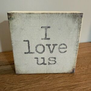 Charming White 'I Love Us' Wooden Block Sign